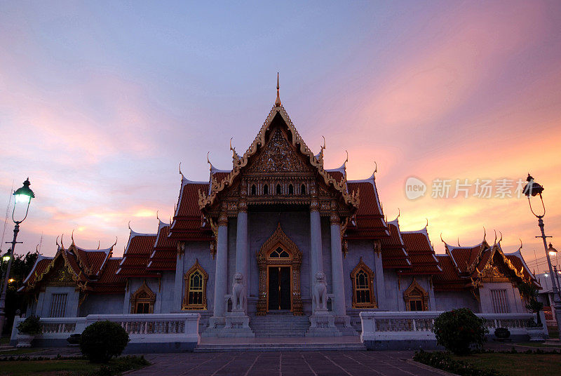 亚洲，大理石寺庙(Wat Benchamabophit)，曼谷，泰国。